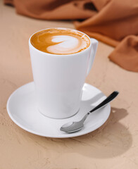 Cup of cappuccino on top view