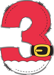 Christmas Font Santa Suit Number 3 Three
