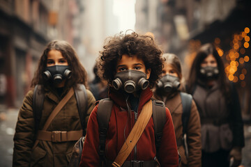 wearing masks on the city streets with high pollution concentrations