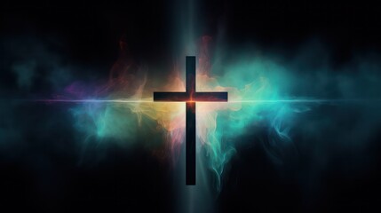 Cross with Foggy Neon Effect