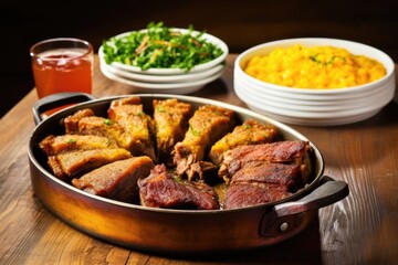 thick glazed pork ribs served with cornbread
