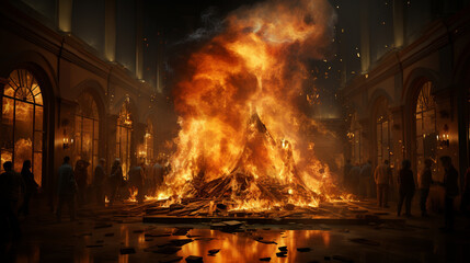 Fire in museum.
