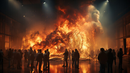 Fire in museum.