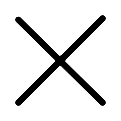 cross or x icon in flat style on white background