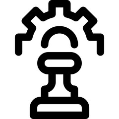 Business strategy in outline icon. Chess, rook, gear, cogwheel, planning