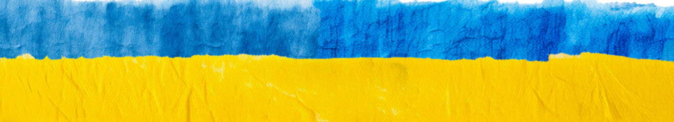 Żółty i niebieski pas namalowany pastelą olejną. Transparentne tło.	