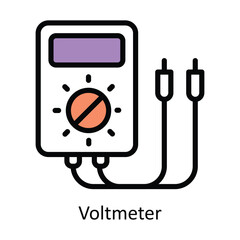 Voltmeter vector Filled outline Design illustration. Symbol on White background EPS 10 File 