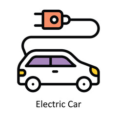 Electric Car vector Filled outline Design illustration. Symbol on White background EPS 10 File 