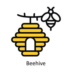 Bee Hive vector Filled outline Design illustration. Symbol on White background EPS 10 File 