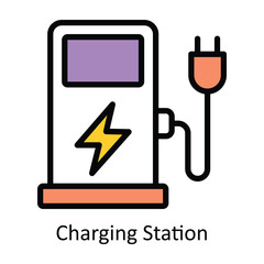 Charging Station vector Filled outline Design illustration. Symbol on White background EPS 10 File 