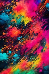 abstract painting art with bursts of bright color
