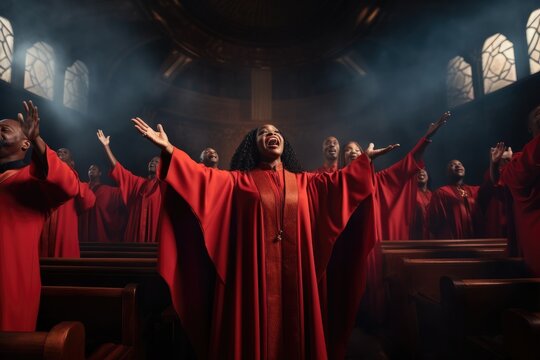 Christian gospel singers in singing and praising Lord Jesus Christ in the church choir