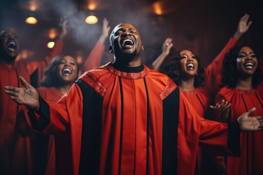 Christian gospel singers in singing and praising Lord Jesus Christ in the church choir