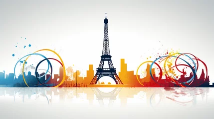 Selbstklebende Fototapeten eiffel tower city olympic games in Paris © Jill