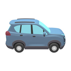自動車のイラスト素材　デフォルメ　SUV　ブルー（1_d）