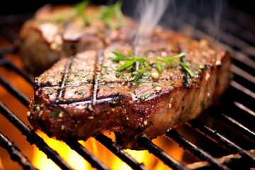 close-up image of a juicy grilled chop