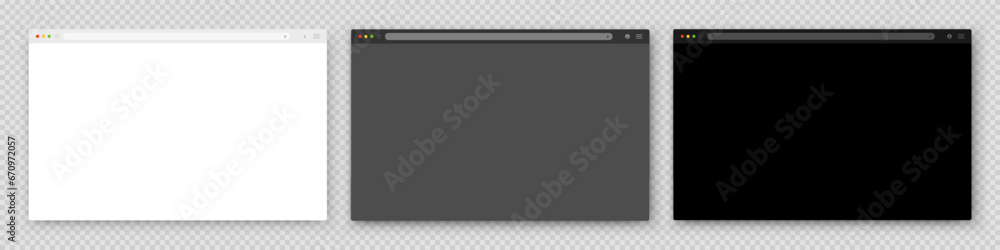 Poster a set of three browser windows in white, gray and black on a gray background. website layout with se