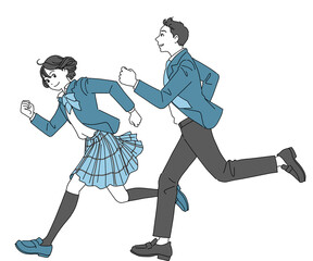 走り出す元気な男女の生徒