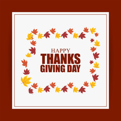 Vector illustration of Happy Thanksgiving social media feed template