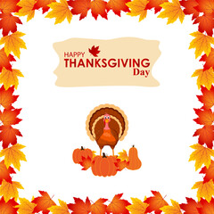Vector illustration of Happy Thanksgiving social media feed template
