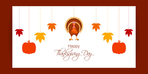 Vector illustration of Happy Thanksgiving social media feed template