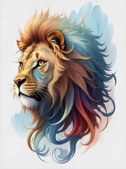 Lion head drawing. AI generated illustration