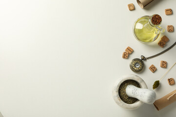 Magic, occult, esoteric, divination and wicca concept, top view