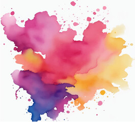 Pink splashes, Abstract pink watercolor background texture on white, hand painted on paper	