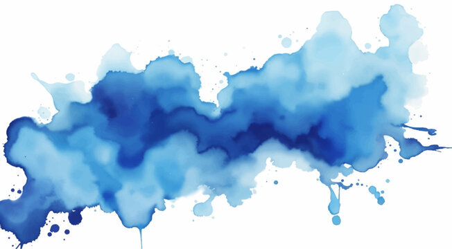 abstract watercolor background, Vivid blue watercolor or ink stain with aquarelle paint blotch