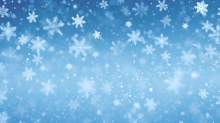 Snowflakes on a blue background with copy space.