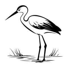 Simple Logo of Stork. SVG Vector
