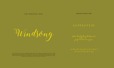 Abstract Calligraphy font alphabet. Minimal modern urban fonts for logo, brand etc. Typography typeface uppercase lowercase and number. vector illustration
