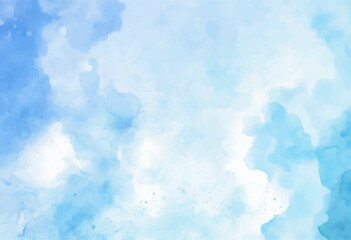 Abstract watercolor background with clouds, Blue watercolor