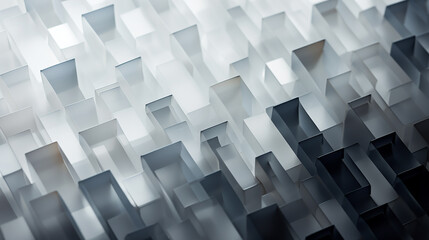 Abstract 3d background, translucent rectangular geometric shapes made of glass or plastic.