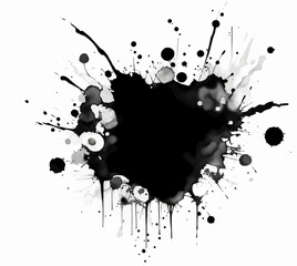 Set or collection of vector black ink spash, splat background