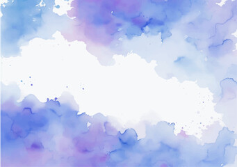 Abstract watercolor background with clouds, Blue watercolor