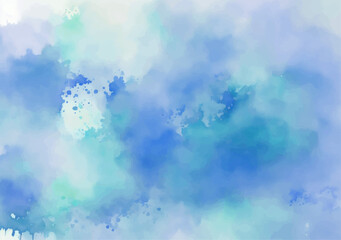 Abstract blue watercolor background with colors . watercolor scraped grungy background . This watercolor design with watercolor texture on white background