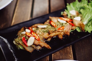 grilled meat with vegetables