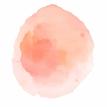 Abstract Orange watercolor water splash on a white background. Vector watercolor texture in rose color. Ink paint brush stain. Orange soft light blot. Watercolor pastel splash