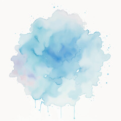 Blue Watercolor Vector Background. Round Stain Isolated on White.
