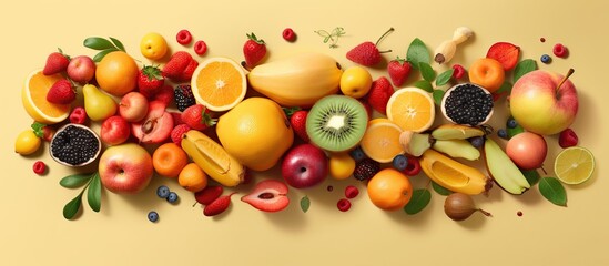 various kinds of colorful fresh fruit - obrazy, fototapety, plakaty