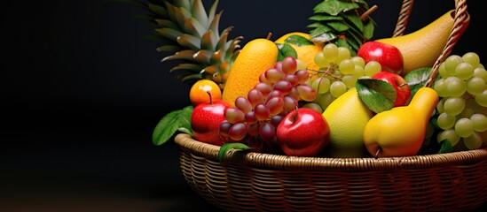 fruits in a wicker basket decoration