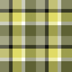 Seamless Pale Gray, Yellow, White Tartan Plaid Pattern