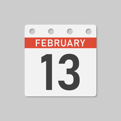 Icon page calendar day - 13 February