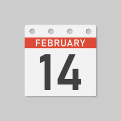 Fototapeta premium Icon page calendar day - 14 February