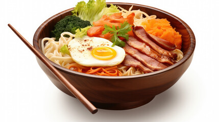 Bowl of Ramen with eggs - Japanese noodle dish.