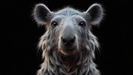 AI Generated Realistic Close Up Hyena on Black Background, Stock Photo, Wallpaper