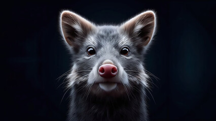 AI Generated Realistic Close Up Fox on Black Background, Stock Photo, Wallpaper