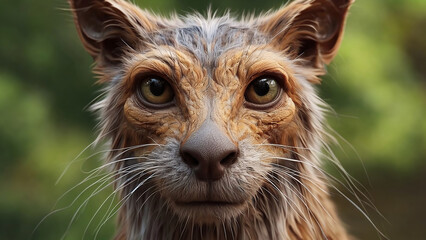 AI Generated Realistic Illustration of a Close-Up of a Lykoi Cat Wallpaper