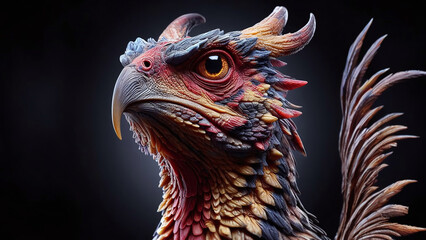 Fire-Breathing Dragon-Eagle - AI generated Illustration, realistic

